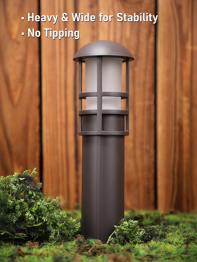 LEONLITE 12-Pack Low Voltage Landscape Pathway Lights 3W Landscape Lighting 12-24V LED Bollard Path Lights Wired CRI 90+ Aluminum Pathway Lighting for Walkway Yard Garden, ETL Listed, 4000K Cool White