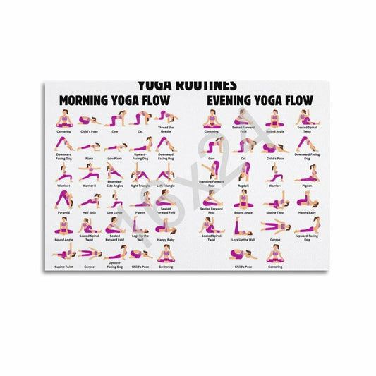 Ouyniei Yoga Poses Poster Yoga Beginner Workout Chart Home Fitness Decor Poster Wall Art Canvas Aesthetic 12x18inch(30x45cm) Unframe-style