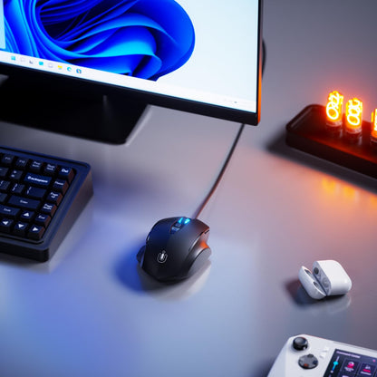 Uineer Wired Mouse, USB wired mouse with 6 Buttons Ergonomic design,1.5M USB Cable Computer Mouse Gaming 7200DPI Optical Mice for PC Laptop, Matte Black