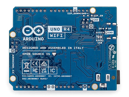 Arduino UNO R4 WiFi [ABX00087] – Renesas RA4M1 + ESP32-S3, Wi-Fi, Bluetooth, USB-C, CAN, 12-bit DAC, OP AMP, Qwiic Connector, 12x8 LED Matrix for Advanced IoT & Embedded Projects