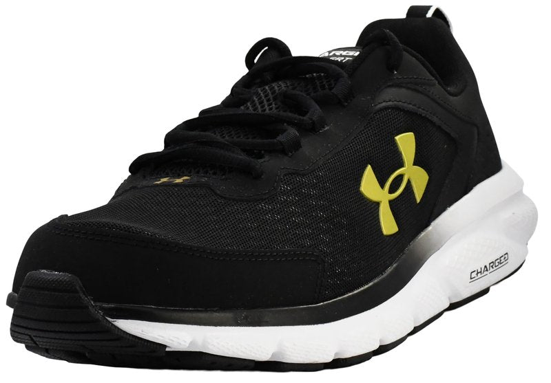 Under Armour Men's Charged Assert 9 Running Shoe, Black/White/Gold,8.5