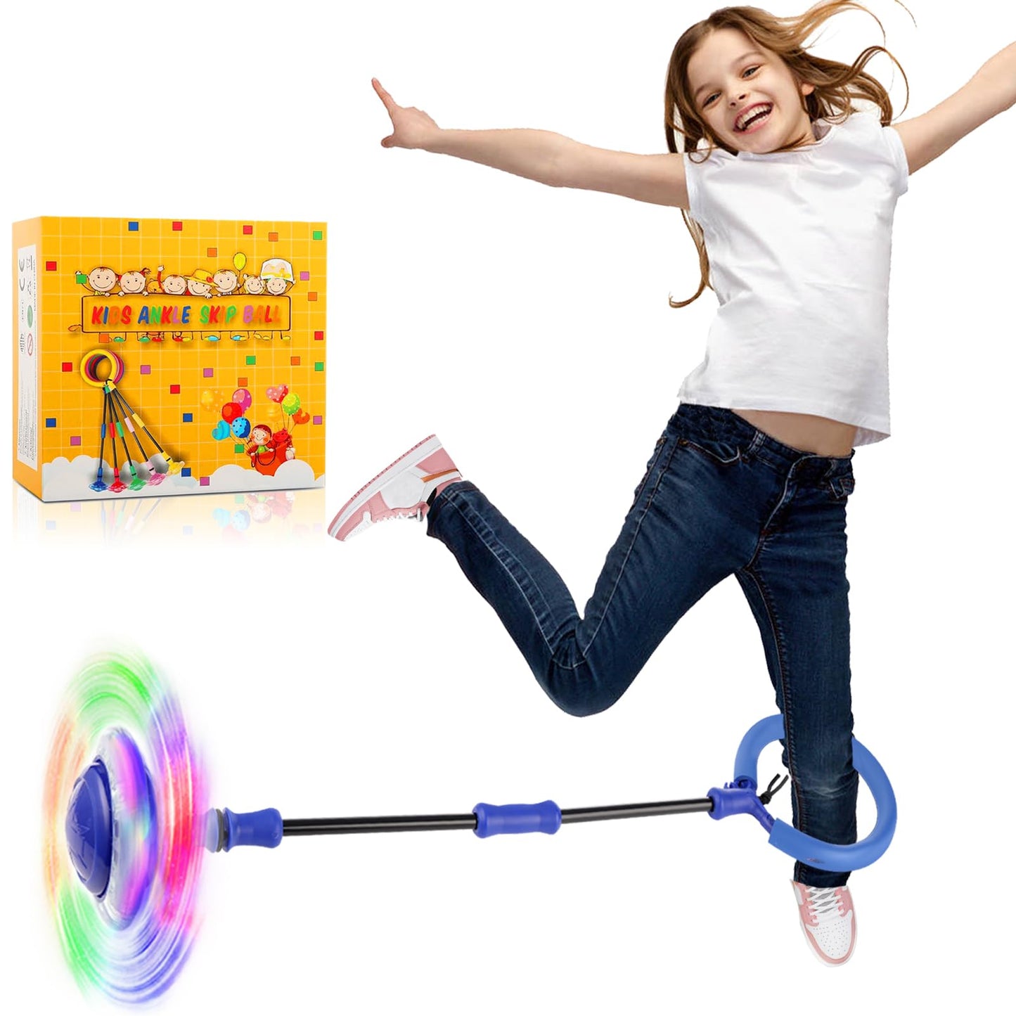 Amble Skip Ball for Kids - Ankle Skip Toy - Birthday Gift for Girls and Boys - Outdoor Indoor Toys for 5 6 7 8 9 10 Years Old Kids & Adults