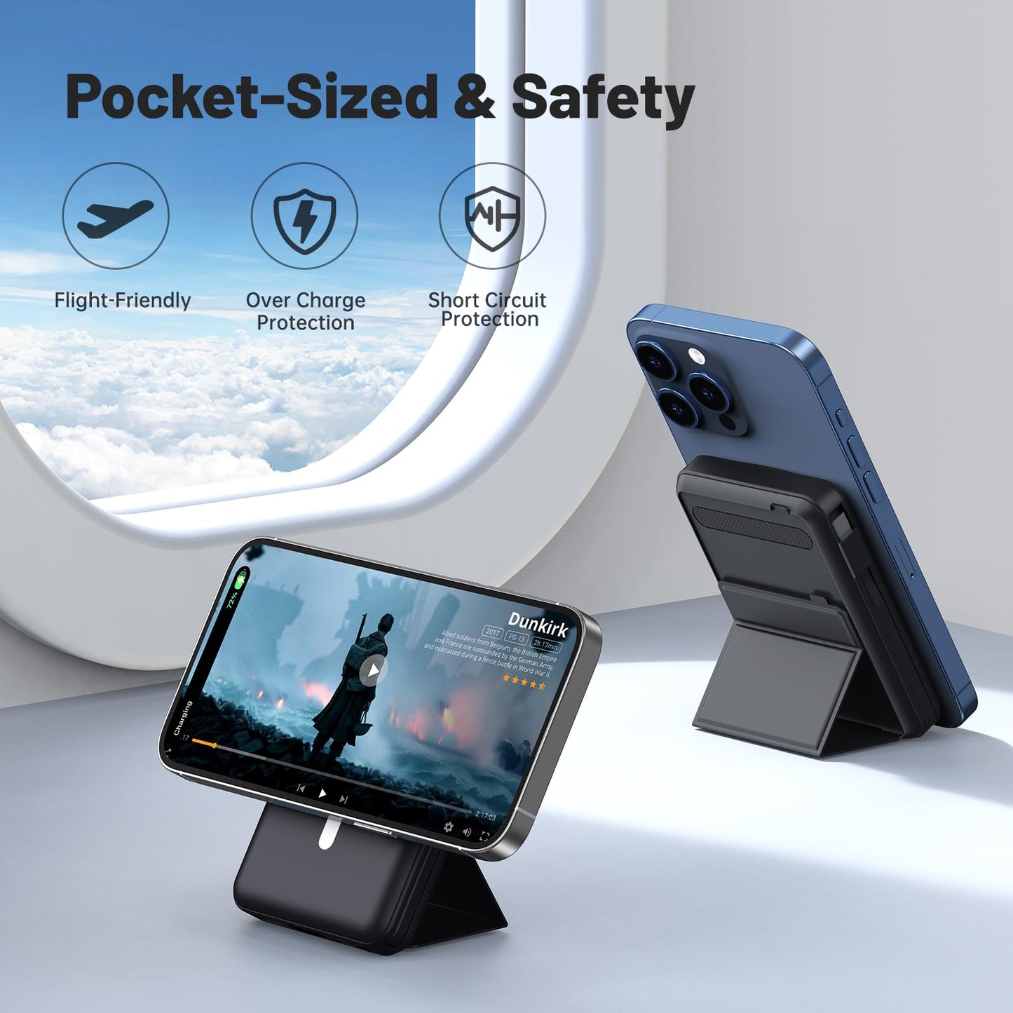 Azmuth for Magsafe Battery Pack, 10000mAh Magnetic Power Bank 22.5W PD Fast Charging with USB-C Cable LED Display Wireless Portable Charger for Magsafe with Stand for iPhone 16/15/14/13/12/Pro/Pro Max