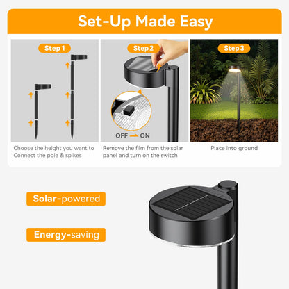 Ahaorigin 8 Pack Solar Pathway Lights Outdoor, 12 Brighter LED Solar Lights Outdoor Waterproof, Up to 12 Hrs Modern Path Light for Yard Garden Walkway Driveway Lawn (8 Pack)