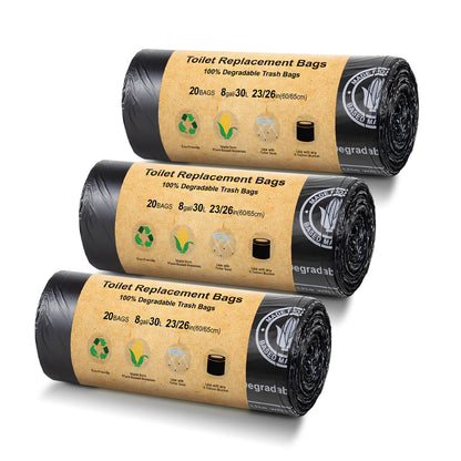 BLIKA 60 Count Toilet Replacement Bags, 8 Gallon, 30 Liter, Heavy Duty 1 Mil, Compost Bags 8 Gallon, Camping Toilet Bags for Portable Toilet, Car Travel, Camping, Long Trips