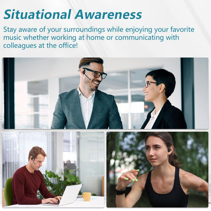 BANIGIPA Bluetooth Headset with Boom Microphone, Open Ear Headphones w/Noise Canceling Mic, Wireless Headset for Phone Laptop PC Computer, Light and Comfortable for Office Meeting Home Working-10 Hrs