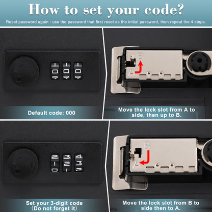 KYODOLED 20 Key Storage Lock Box with Code, Key Cabinet Organizer Wall Mount with Combination Lock, Key Hooks & Labels, 7.87 x 6.3 x 3.14 in, Black