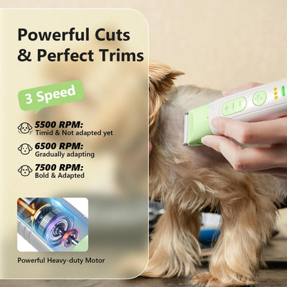 FuzzyFix Dog Grooming Kit, 4 in 1 Pet Clippers for Grooming Supplies, Cordless Dog Paw Trimmer Nail Grinder, Professional Long Hair Shaver for Matted Hair Cat Small Dogs Thick Coats