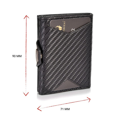 DONBOLSO Wallet NextGen I Modern Slim Wallet with Coin Pocket I Trifold Purse with RFID Protection I up to 11 Cards I Genuine Leather Credit Card Holder for Men and Women I Carbon Fibre