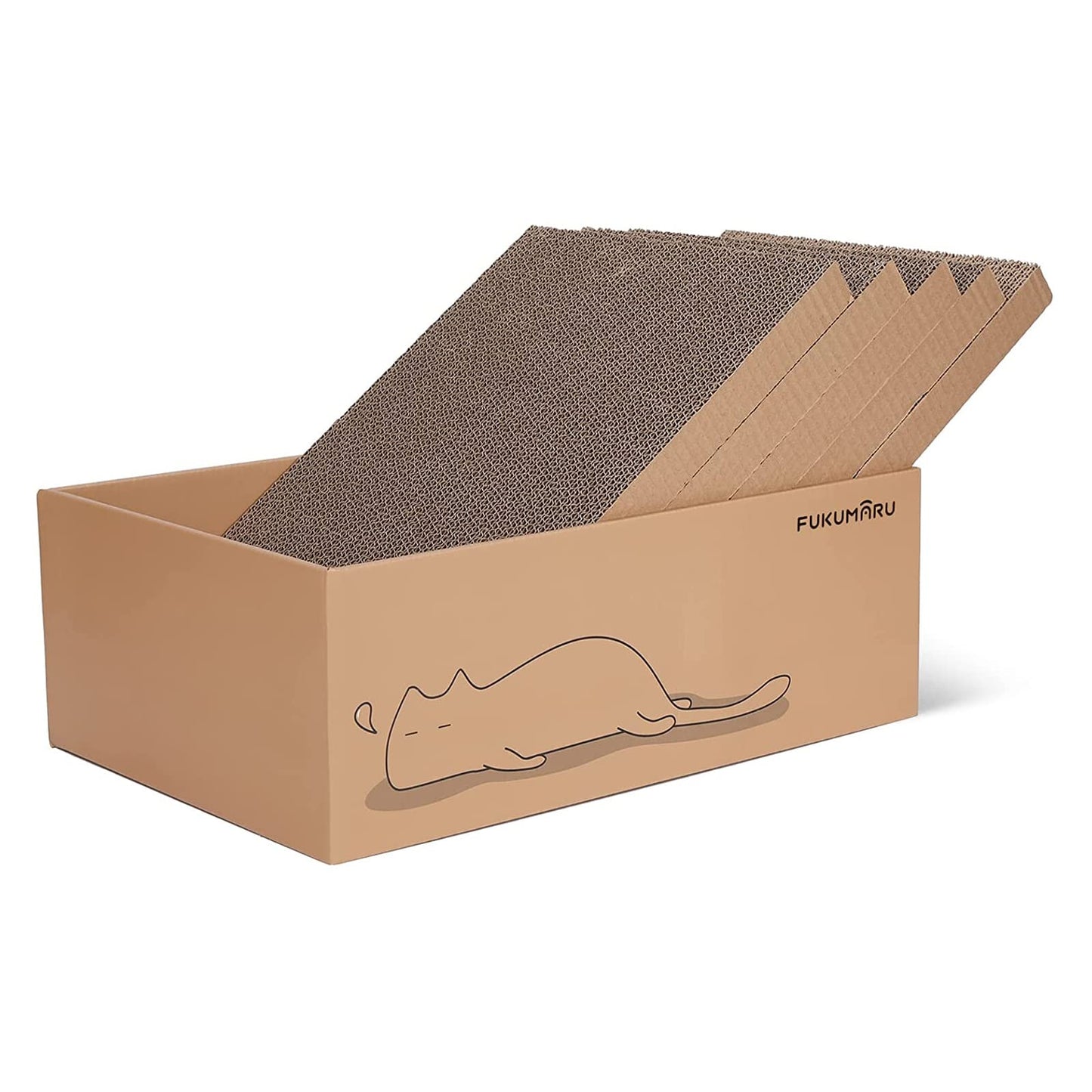 FUKUMARU 5 PCS Cat Scratching Boards, 11.4 Inch Width Ex-Large Cat Scratcher Box, Reversible Cardboard Scratchers for Indoor Cats, Cat Scratch Box for Large, Medium and Small Cats, Protect Furniture