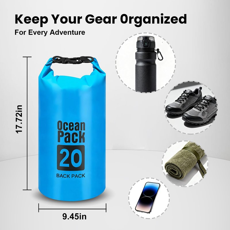 eutopic Waterproof Dry Bag – Roll Top Dry Storage Bag Backpack for Women & Men, Perfect for Kayaking, Boating, Swimming, Camping, Hiking, Backpacking & Beach (20L)