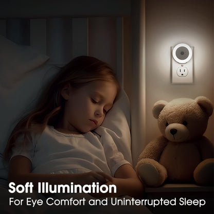 Briignite LED Baby Night Lights Plug into Wall [4Pack], Nightlight with Light Sensors for Kids Room, Bathroom Stair Lights, Hallway Light, Warm White