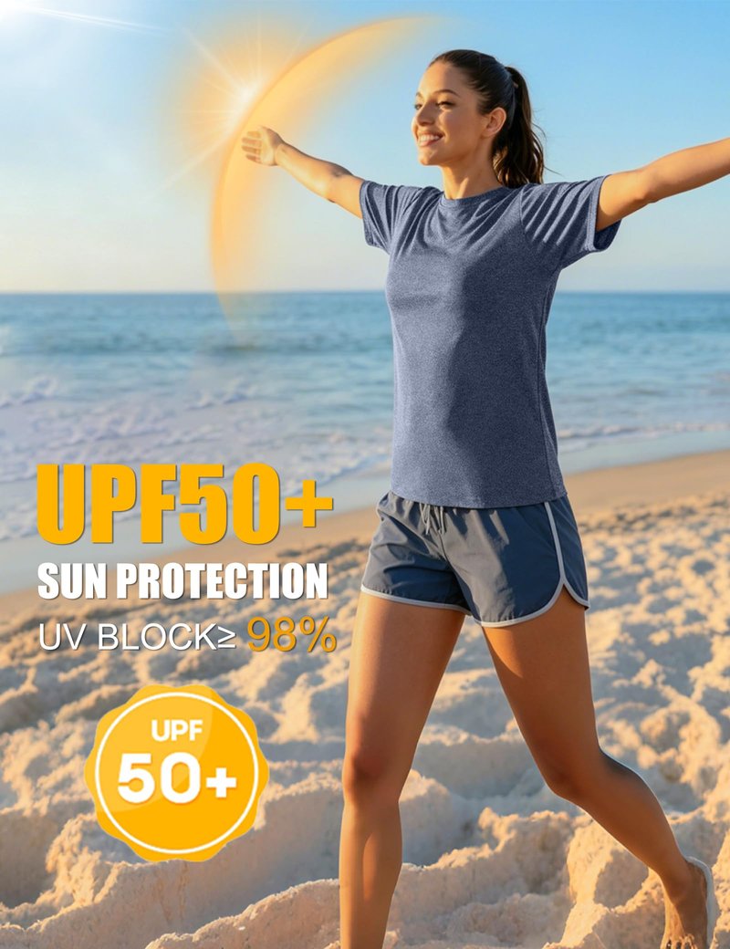 Kinglaman 5 Pack Workout Tops Gym Shirts for Women Dry Fit UPF 50+ Sun UV Protection Swim Athletic Yoga Tee T Shirts Tops 1 Black 1 Gray 1 Blue 1 Purple 1 Green Large
