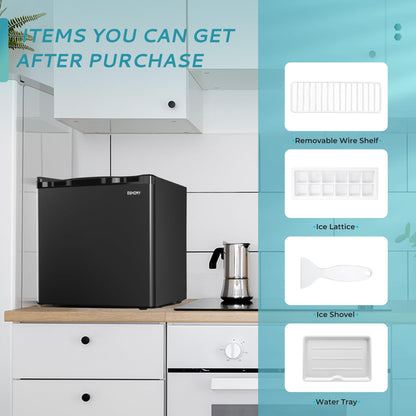 EUHOMY 1.7 Cu.Ft Mini Fridge with Freezer, Reversible Single Door Compact Refrigerator, Adjustable Thermostat, Energy Saving, Mini Fridge for Bedroom, Office, Dorm, Black