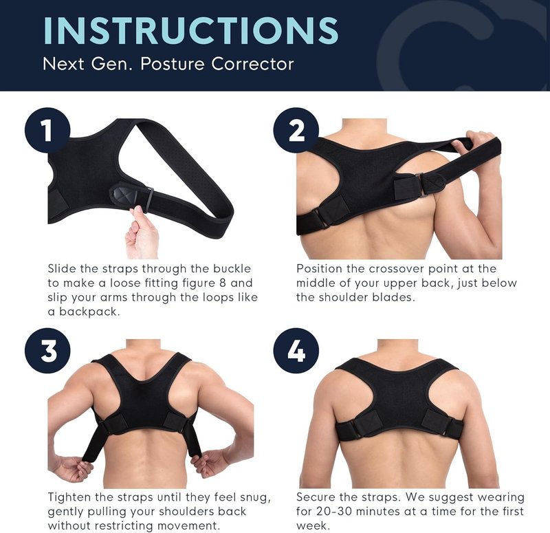 Copper Compression Back Brace - Adjustable Posture Corrector for Men & Women | Relief for Scoliosis & Spine Pain