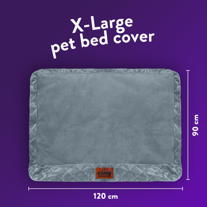 Slumberdown Extra Large Dog Bed Zipped Removable & Washable Replacement/Spare Cover For Large/XL/XXL Pet Beds, Soft Touch Microfleece Velour Cover with Anti Slip Bottom, Grey (L 90cm x W 120cm)