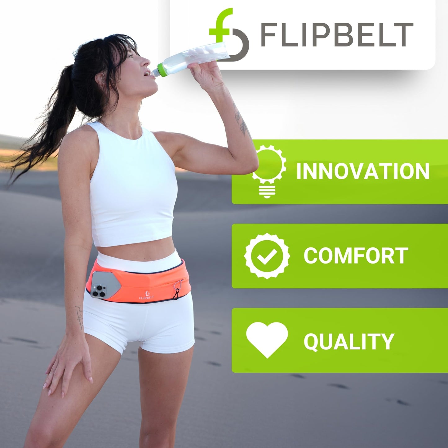 FlipBelt Classic Running Belt, Running Fanny Pack for Women and Men, Non Chafing Waist Band Pack for Phone, Moisture Wicking Storage Belt, USA Company