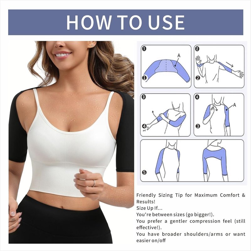 Women's Sauna Arm Slimming Sleeves - Sweat Compression Shaper Bands for Posture Support | Daily Workout Gear