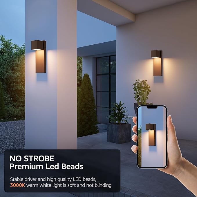4 Pack 13" Modern Outdoor Led Wall Light,16W 3000K 1200Lumen Porch & Patio Hardwired Wall Mount Wall Sconces,Exterior IP65 Waterproof Aluminum Wall Lamp for Front Door Garage Garden(Rust)