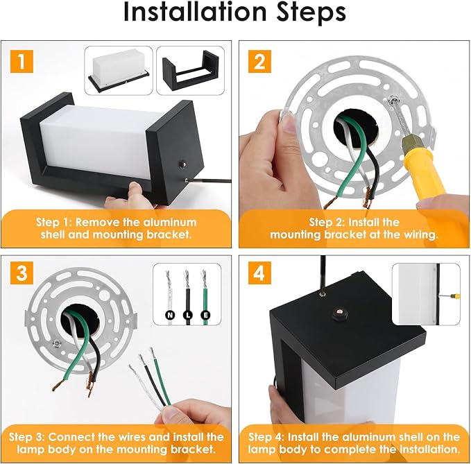 Dusk to Dawn Outdoor Wall Lamp Porch Lights,3 Color Modern Exterior Lighting Fixtures,Outdoor Waterproof for Front Porch Light,LED Wall Mount Sensor Outside Lights for House,Garage,Backyard