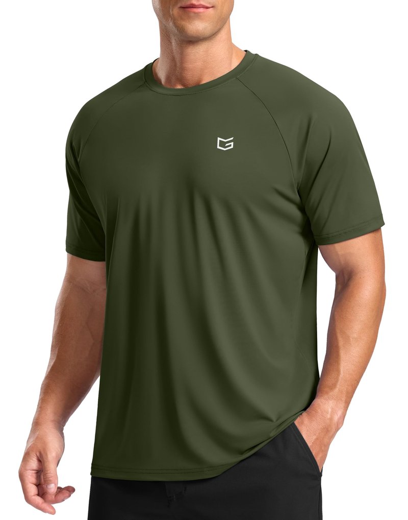 G Gradual Men's Athletic Workout T-Shirts Moisture Wicking Cooling Running Shirts Short Sleeve Performance Tee for Gym Tennis(Olive,4XL)