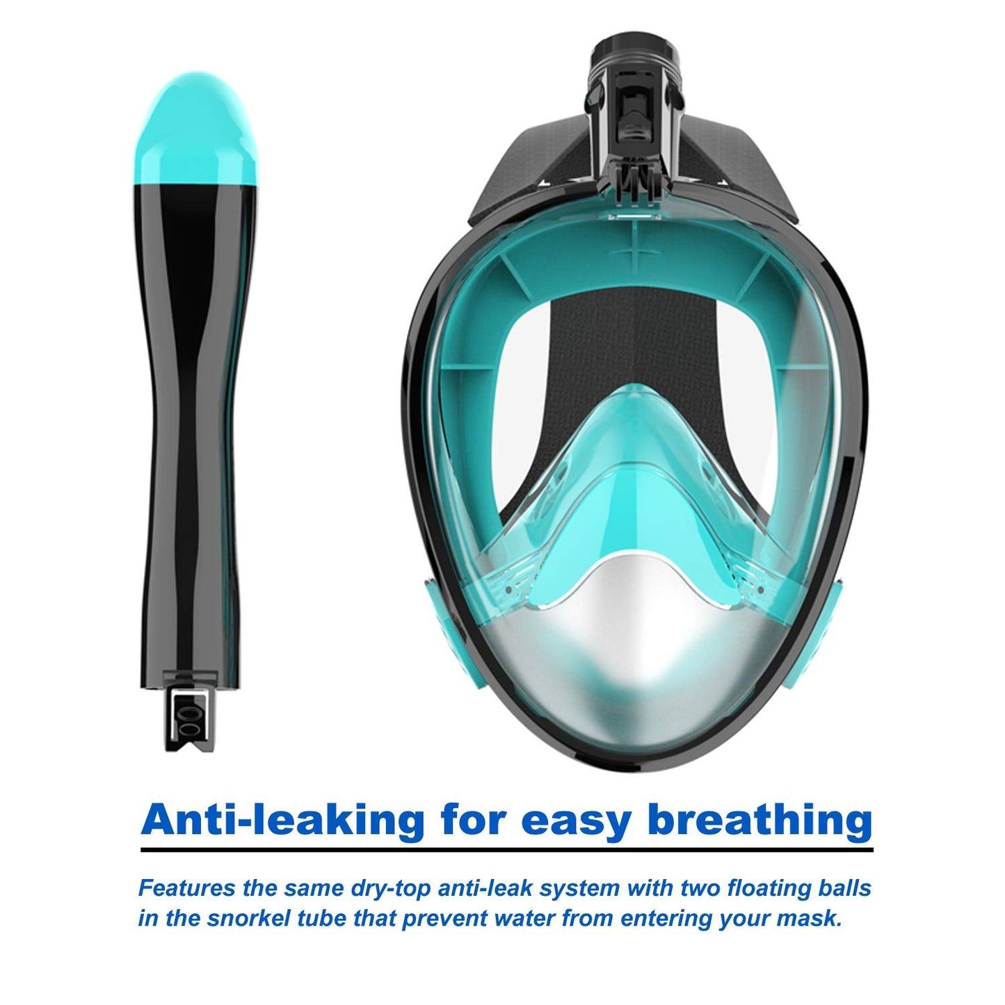 Jwintee Full Face Snorkel Mask, Diving Mask for Kids and Adults,180° Panoramic View Snorkel Mask with Camera Mount, Safe Breathing, Anti-Leak&Anti-Fog
