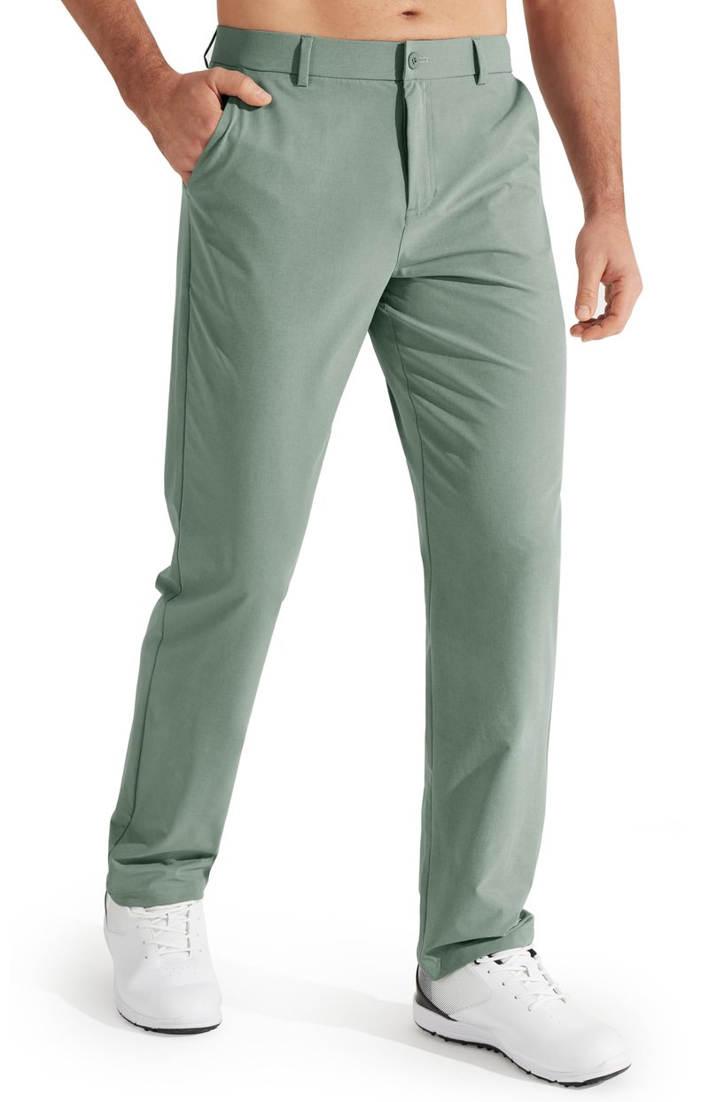 Libin Mens Golf Pants Stretch Work Dress Pants 32" Quick Dry Lightweight Business Casual Slacks for Men Travel Vocation Water Resistant, Sage Green, 35W x 32L