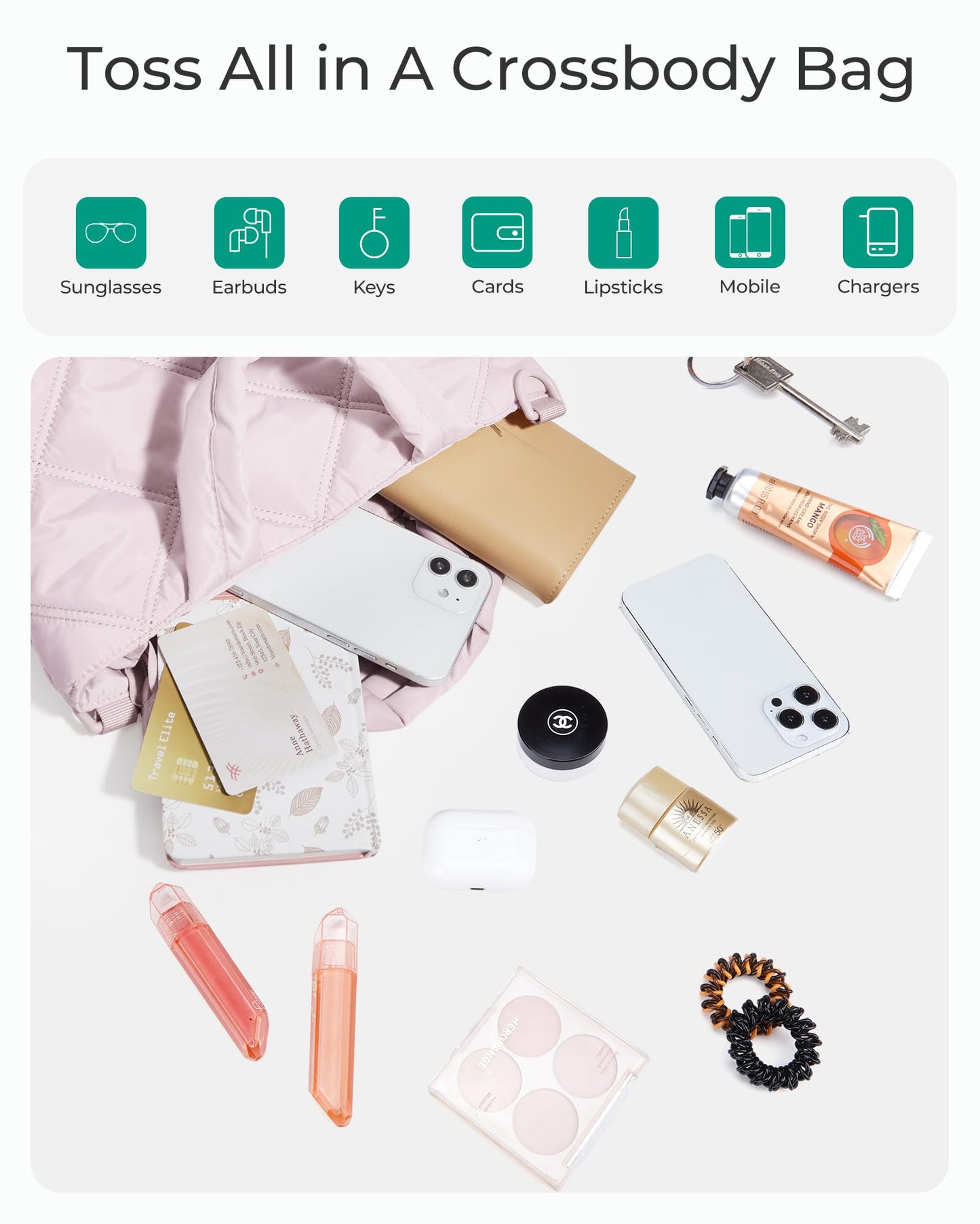 BAGSMART Crossbody Bags for Women, Small Crossbody Bag Cross Body Purse Mini Tote Travel Purse Shoulder Handbags Wallet