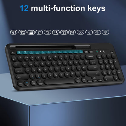 cimetech USB & Bluetooth Keyboard, Wireless Keyboard Ergonomic 2.4G Silent UK Layout with 3 Channels Multi-Device for iOS, Android, Windows, Smartphone