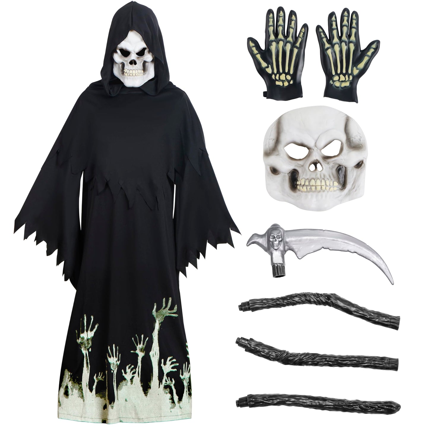 Spooktacular Creations Glow in the Dark Grim Reaper Costume for Boys, Halloween Costumes for Kids, Boys-S(5-7yr)