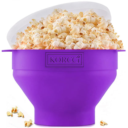 The Original Korcci Microwaveable Silicone Popcorn Popper, Microwave Popcorn Popper, Collapsible Microwave Popcorn Maker Bowl, No Oil Required, Use In Microwave, Dishwasher Safe (Blue)