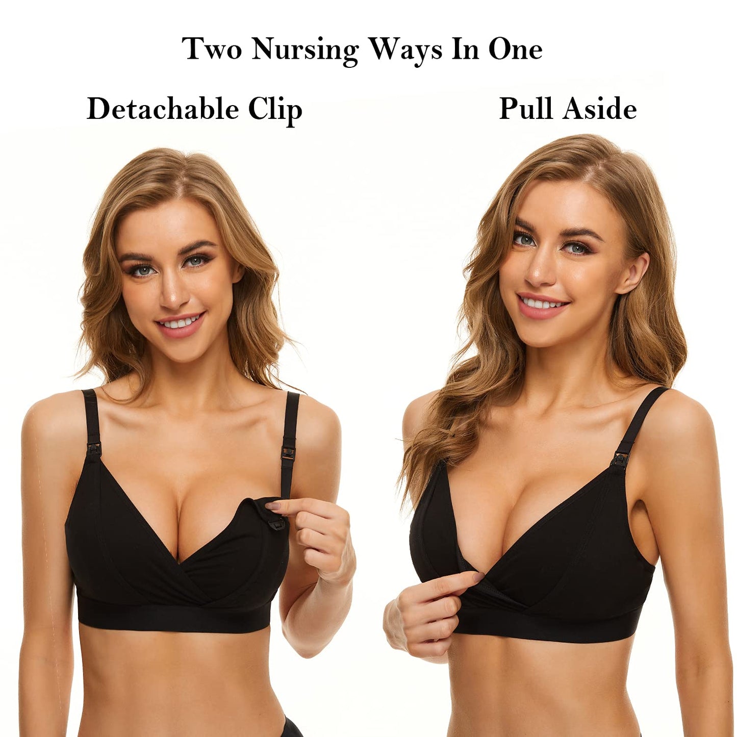 Pumping Bra Hands Free Breast Pumps Bra Nursing Bra Adjustable Wireless Comfortable Pumping and Nursing Bra Fits Breast Pumps, Small-XX-Large (Black, X-Large)