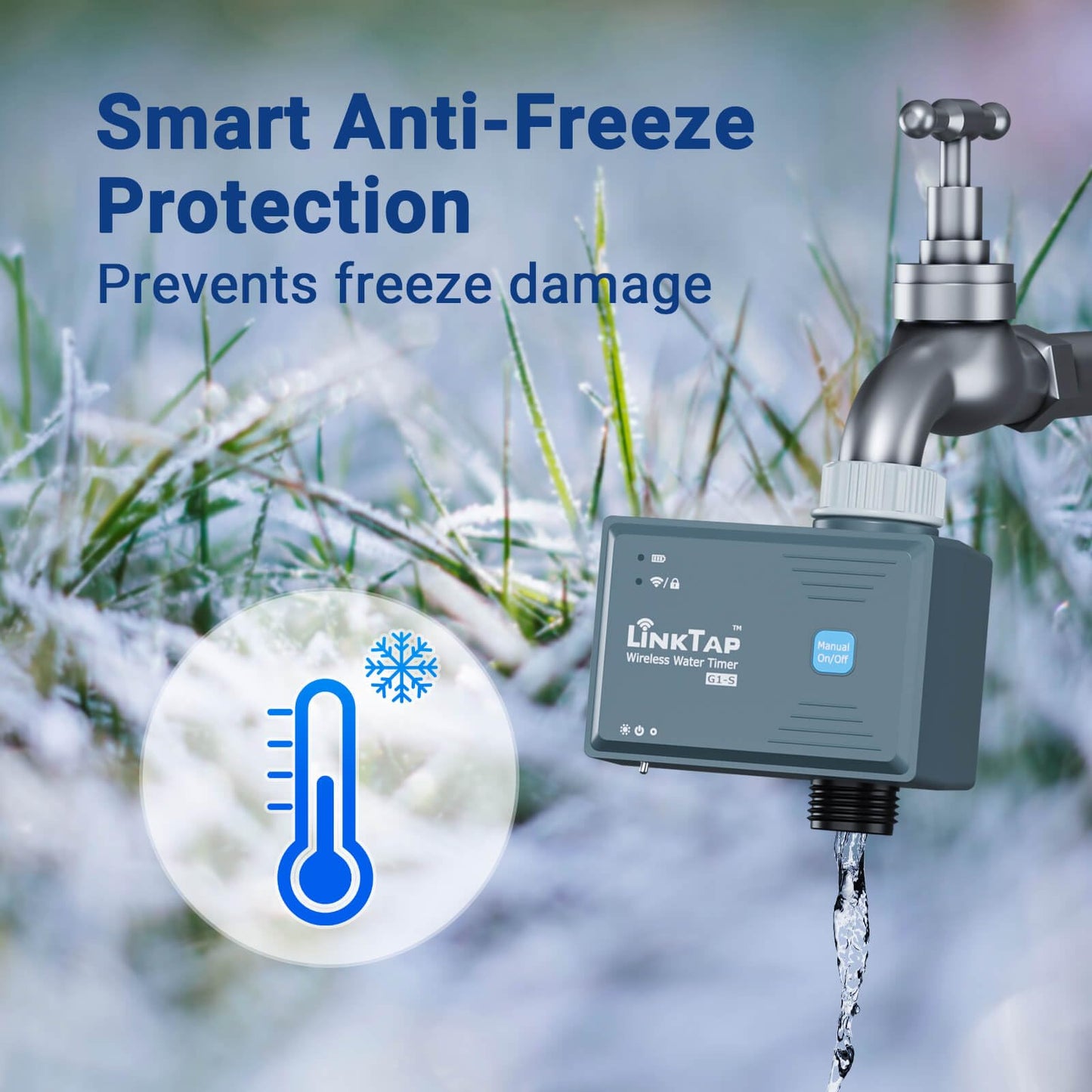 LinkTap G1S Wireless Water Timer (Gateway Not Included), Smart Irrigation Controller for Lawns & Gardens, Easy Install, Weather Aware, Greater Range than WiFi, App & Smart Assistant, IP66 Waterproof