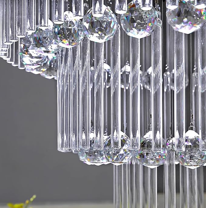 Flashing God D32''XH79'' Modern Foyer Chandelier for High Ceiling Raindrop Crystal Chandelier High Ceiling Pendant Light Fixture for Hallway Living Room Gold Stairwell Chandeliers