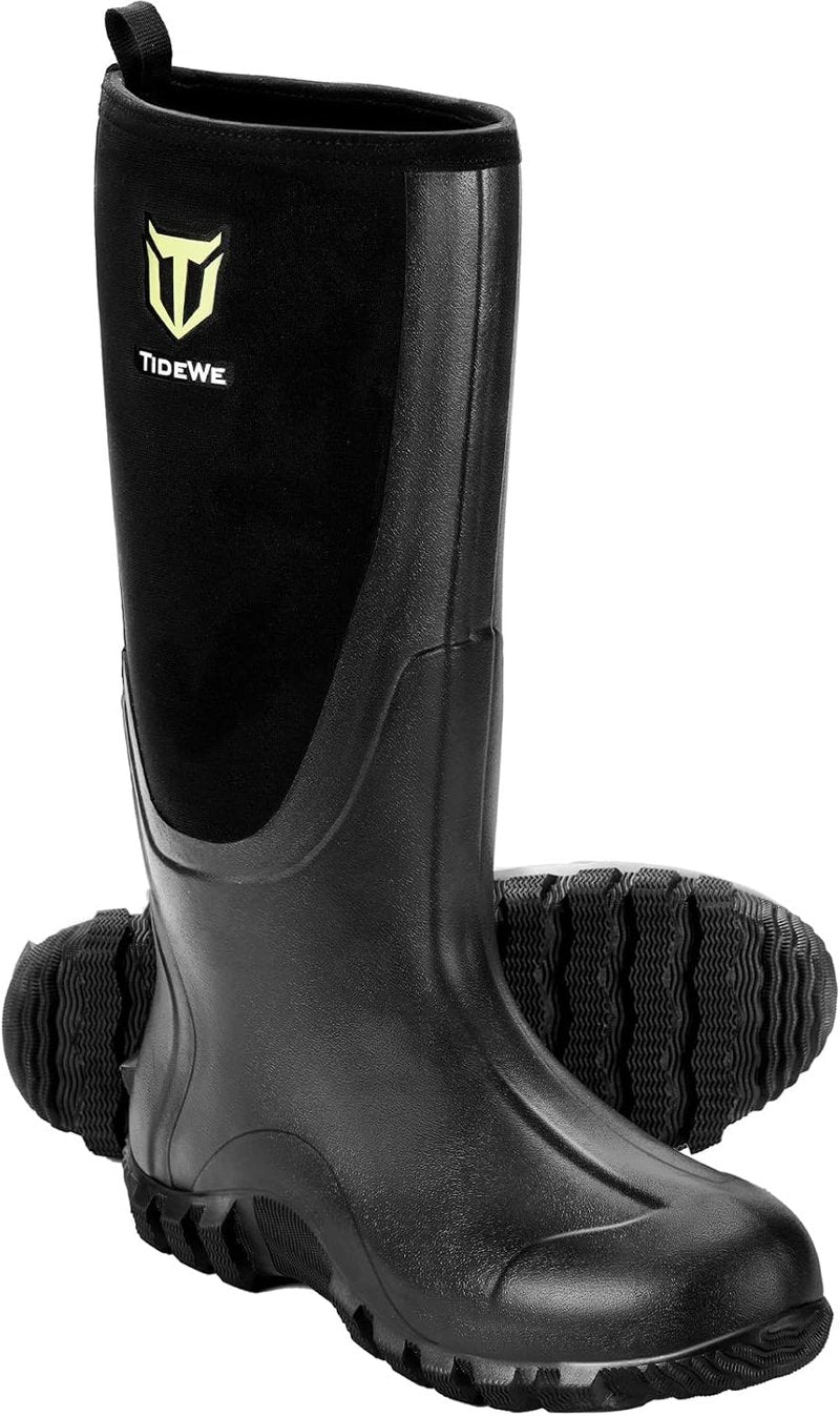TIDEWE Waterproof Rubber Boots for Men - Multi-Season Outdoor Hunting | 6mm Neoprene, Steel Shank