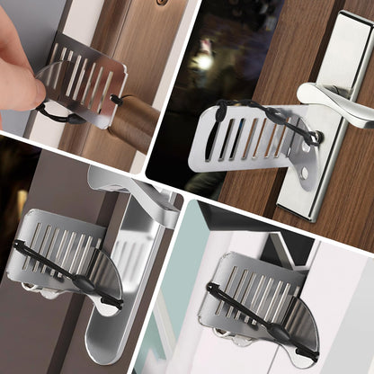 Fine jade2 Portable Door Lock Stainless Steel Travel Lock Door Lock Without Drilling Door Lock Without Drill for School Home Hotel Women Travel