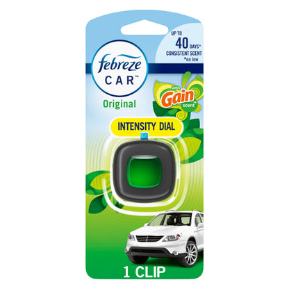 Febreze Car Air Freshener, Car Vent Clip and Odor Fighter, Gain Original Scent, 8 Count