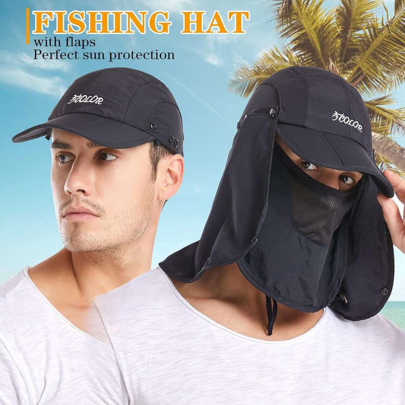 icolor Sun Hat - UPF 50+ Foldable Sun Protection Hat for Men & Women | Neck Flap & Ponytail Design