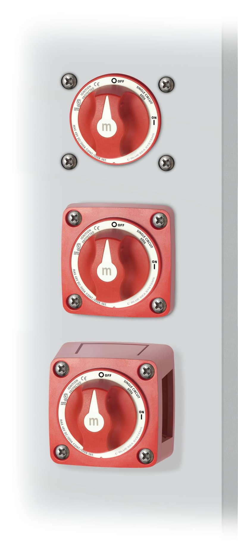 Blue Sea Systems On/Off Battery Isolator Switch with Locking Key, Red, 6006 m‑Series (Pack of 5)