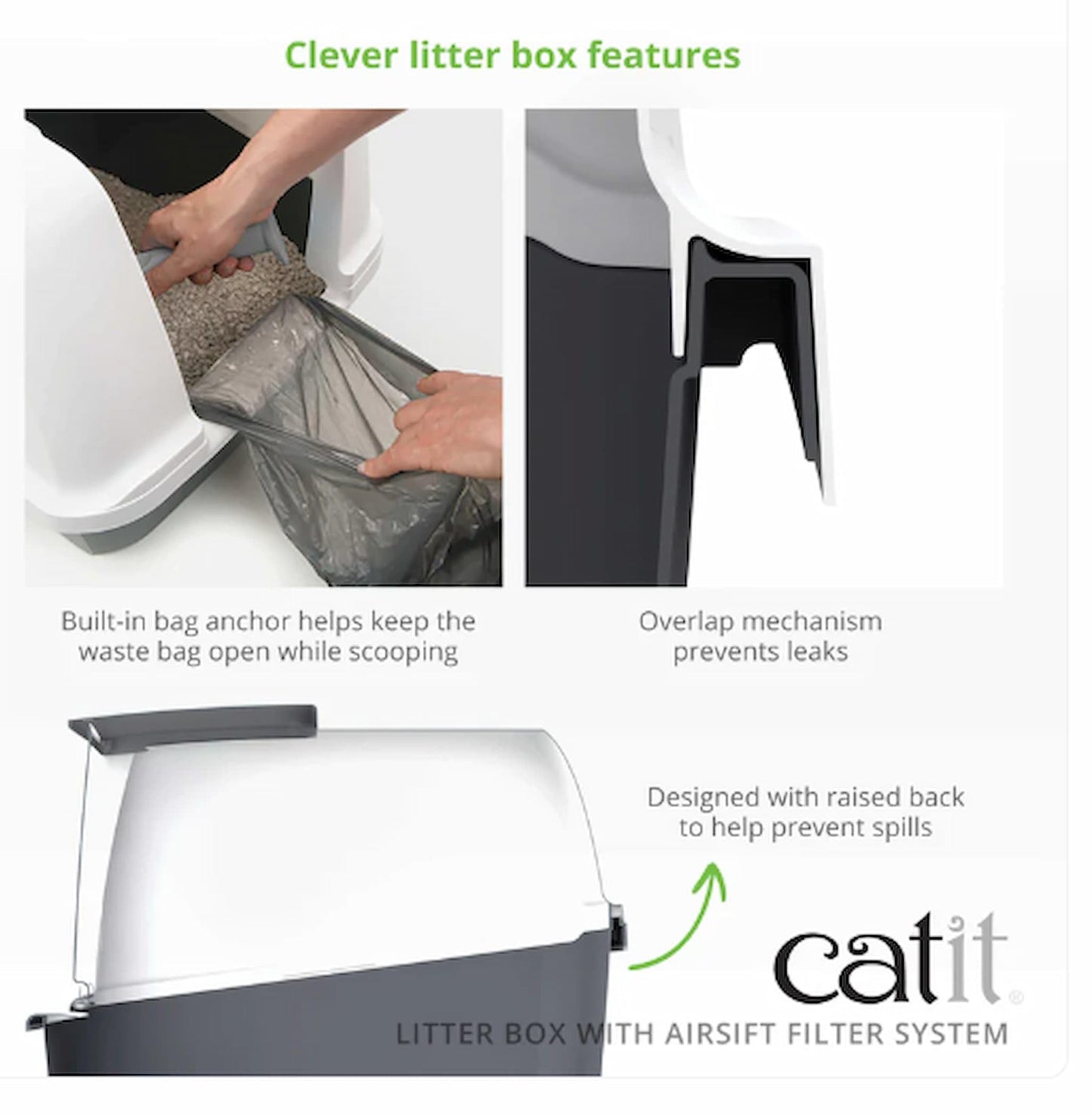 Catit Airsift Jumbo Hooded Litter Pan, Warm Gray/White - Privacy and Easy Access for Cleaning - Ideal for Larger or Multiple Cat Households