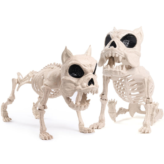 JOYIN 2 PCS 16" Poseable Dog Skeleton Halloween Decoration Animal Puppy Plastic Bones with Posable Joints for Prop Indoor Outdoor Decor Spooky Scene Party Favors Graveyard Decorations