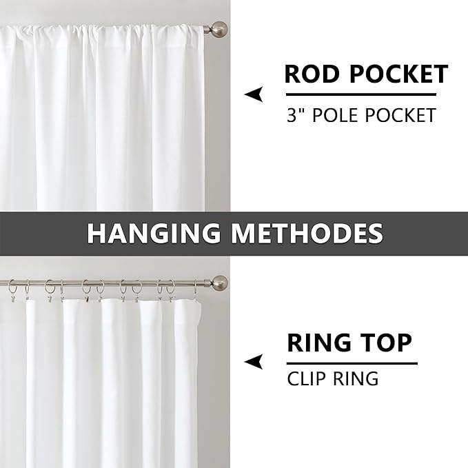 Tollpiz Linen Curtains Bedroom Rod Pocket Semi Sheer Curtain Burlap Light Filtering Thick Linen Drapes for Living Room, 54 x 84 inches Long, White, Set of 2 Panels