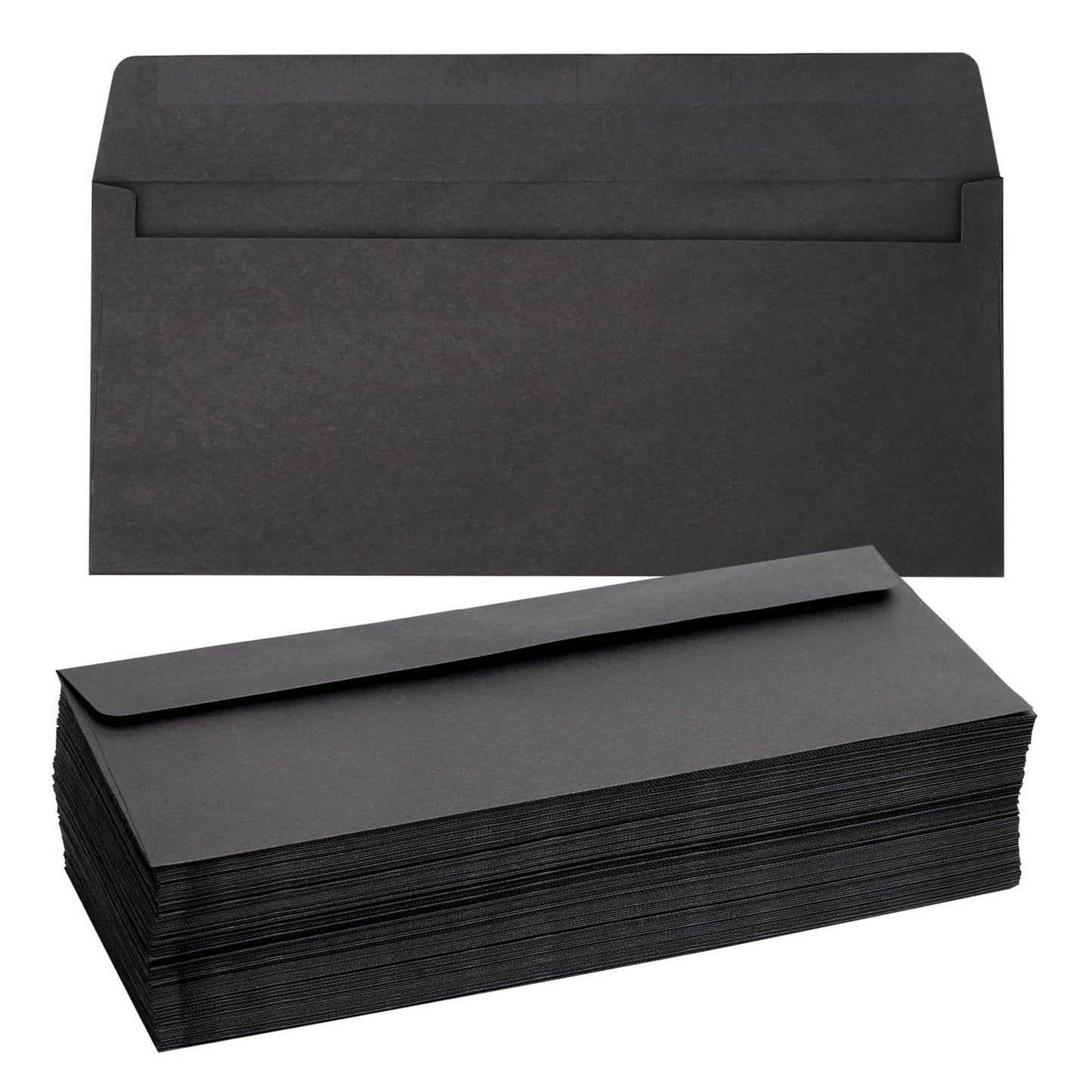 Juvale Black Envelopes - Bulk Letter Envelopes for Personal & Business Mailings - Square Flap & Gummed Seal - 100 Pack #10, 9.5 x 4.13 In