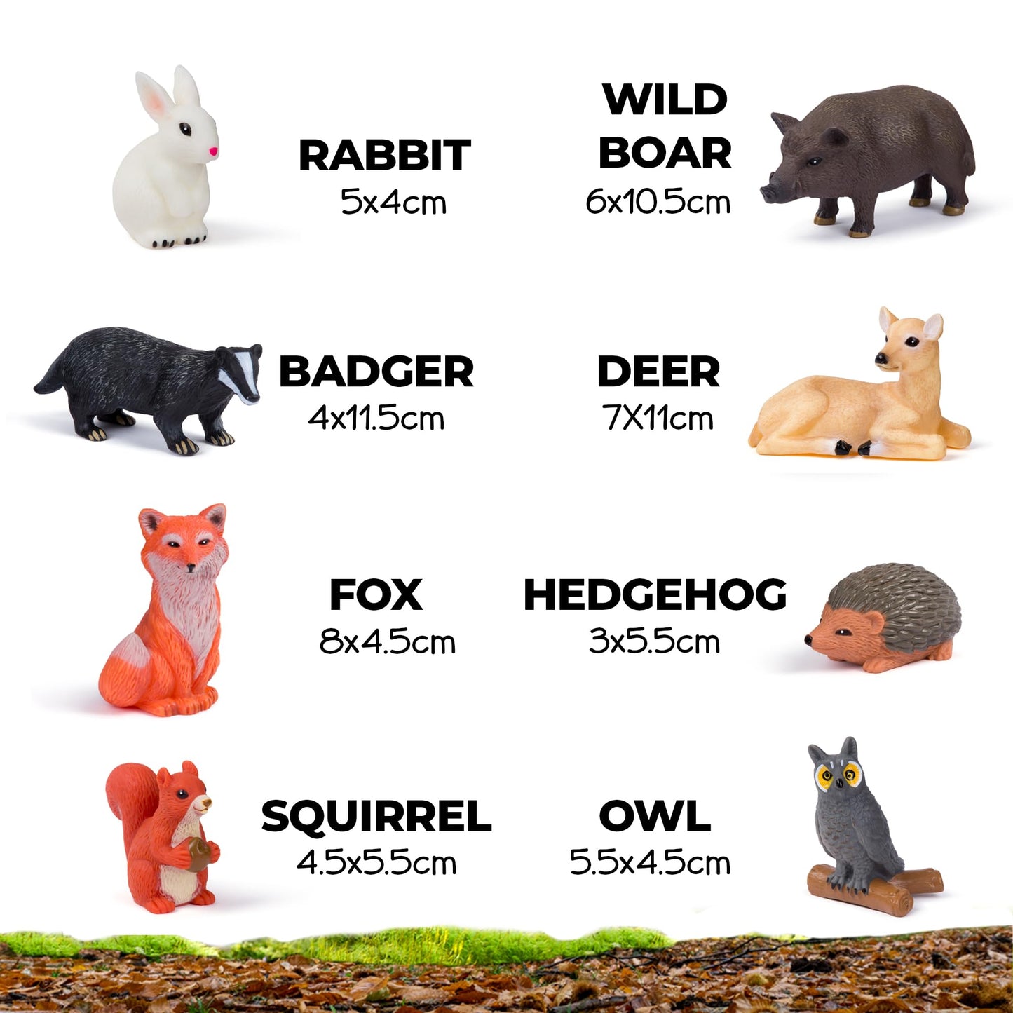 Learning Minds Set of 8 Jumbo Forest Animal Figures - Woodland Animals For 1,2,3 Year Olds - Toy Animals For Kids Age 18 Months Plus - Toys For 1 Year Old Boys