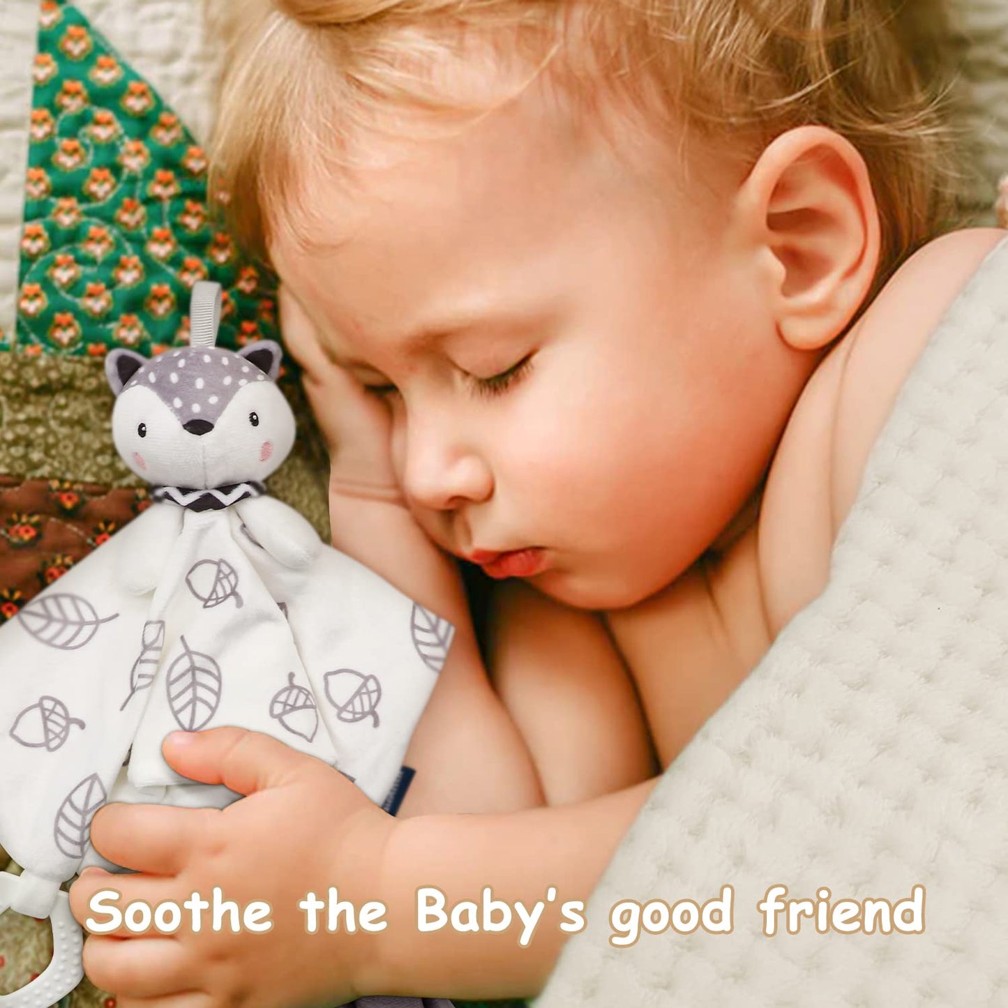 Fvntuey Baby Shower Gifts, Baby Boy Gifts Basket Includes Newborn Blanket Baby Lovey Security Blanket Wooden Rattle Toy, Funny Baby Bibs Socks & Greeting Card - Baby Gift Set Newborn Shower Basket