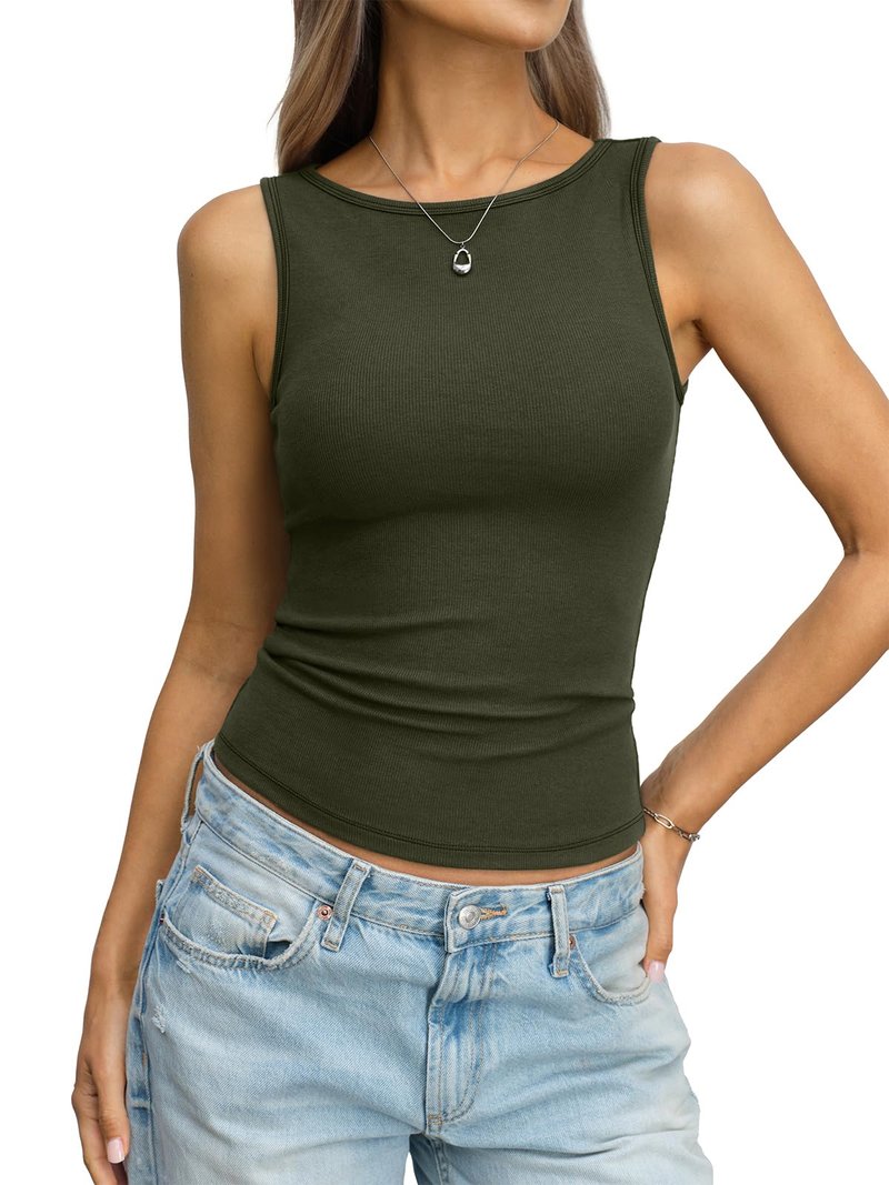 EasyGala Women Cotton Ribbed Tank High Neck Sleeveless Shirts Basic Summer Going Out Top Cute Slim Fitted Clothes 2026