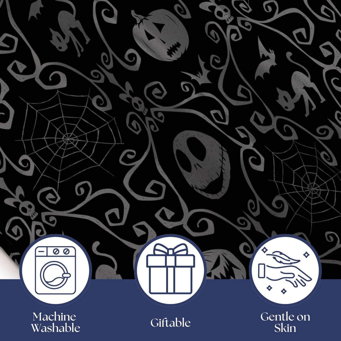 Jay Franco Satin Pillowcase - Standard Size 20x30 Inch Silky Soft Premium Pillow Cover, Black - Nightmare Before Christmas