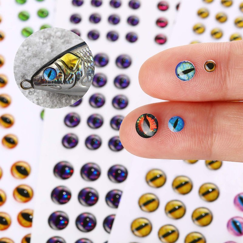 Skylety 2196 Pcs Fishing Lure Eyes 3D Artificial Eyes Stickers Assortment with 1 Piece Tweezer for Fishing Baits DIY Accessory, 3/4/ 5/6 mm