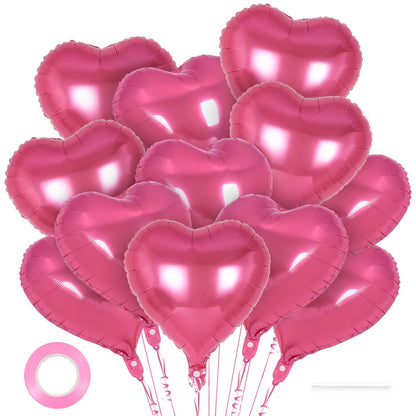 12 Pcs Red Heart Balloons,18 Inch Heart Foil Balloons Love Balloon Valentine Balloon for Birthday Party Wedding Engagement Party Baby Shower Valentine Day Decorations (red)