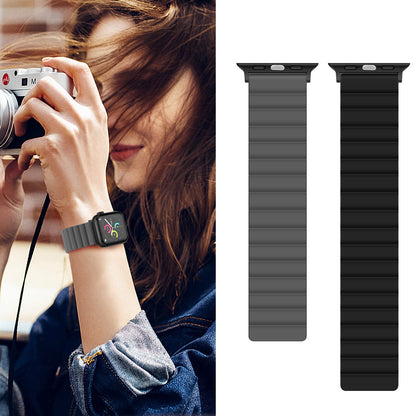 Anlinser Magnetic Straps Compatible with Apple Watch Strap 49mm 46mm 45mm 44mm 42mm 41mm 40mm, Double Side Reversible Band for iWatch Ultra 2 Series 10/9/8/7/6/SE (49/46/45/44/42, Black/Gray)
